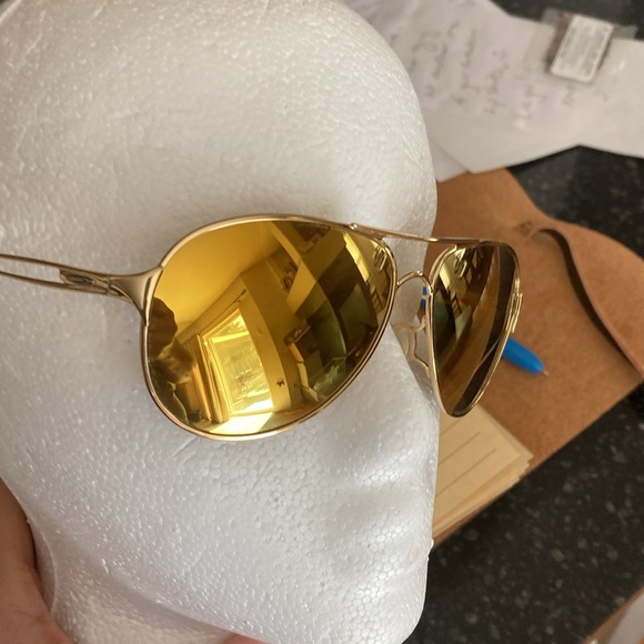 Oakley Gold Aviator Sunglasses caveat model unisex non polar 24k lens - Picture 4 of 10